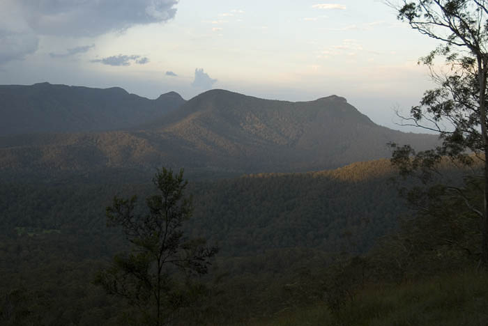 Cunninghams Gap at sunset, from Spicers Peak