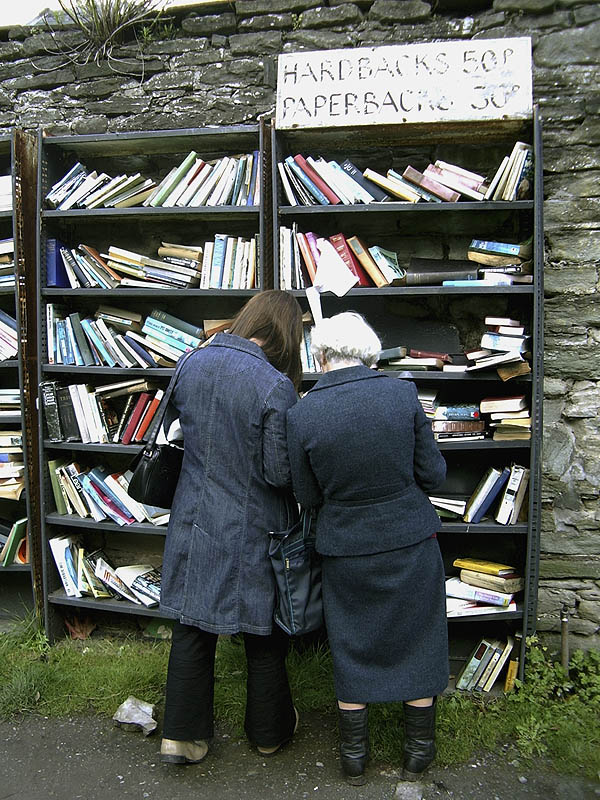 Browsing at the castle, Hay-on-Wye [BJG]