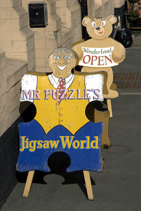 Outside a jigsaw shop, Hay-on-Wye