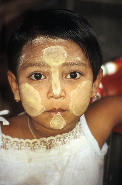 Young girl wearing thanaka paste, Burma