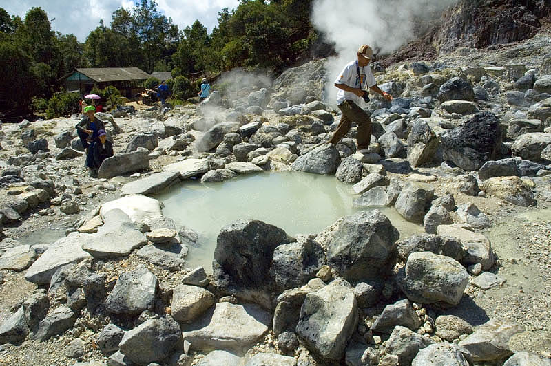 Fumaroles on the slopes of Tangkuban Prahu volcano, Bandung