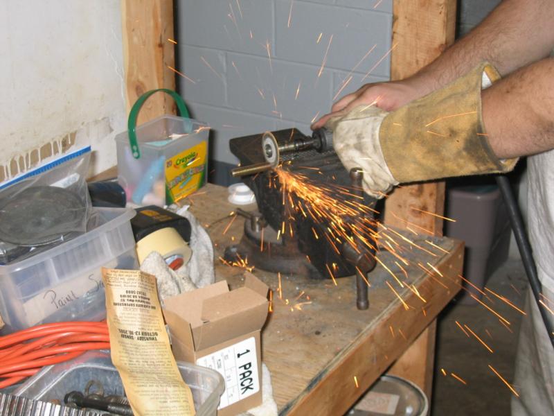 Cutting the studs for the adaptor plate