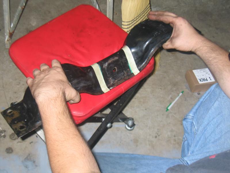 Messuring out the cut to the trans mount