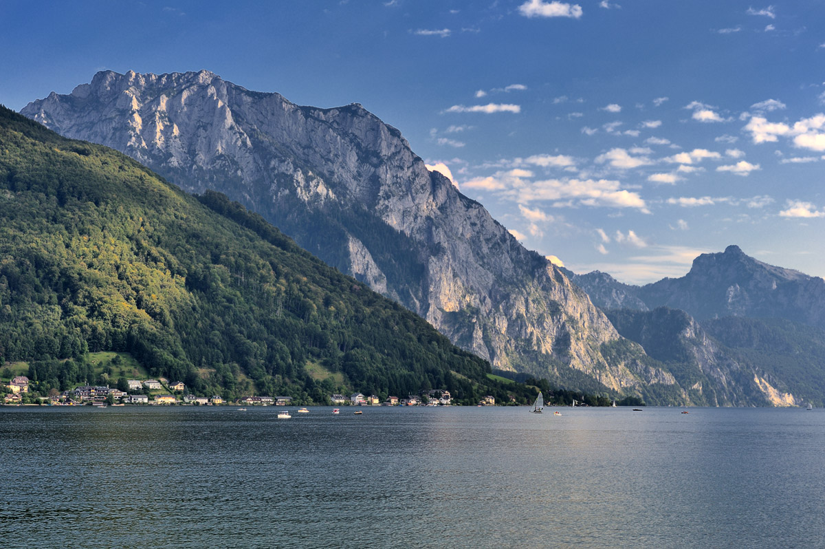 View of Traunstein from Gmunden