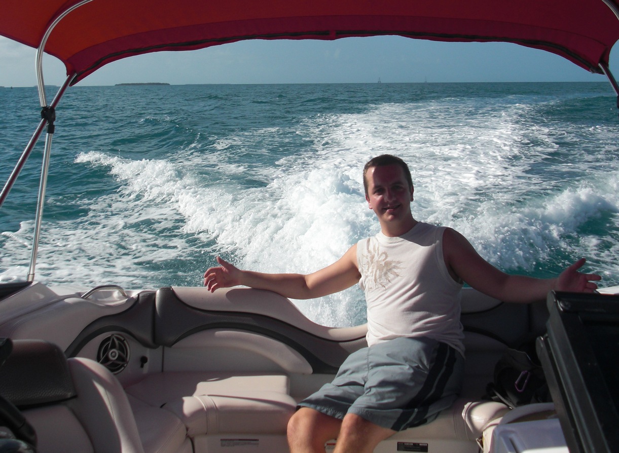 Me relaxing while no one drives boat...