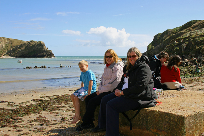 William, Moniqueand Bev at Lulworth Cove, Dorset (note the winter coats!).jpg