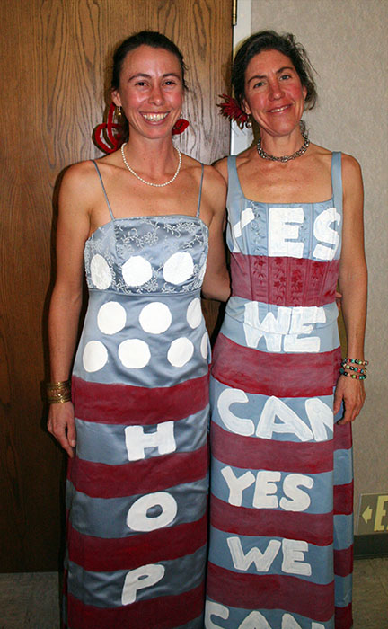 Jean (left) and Kristen dress for the occasion