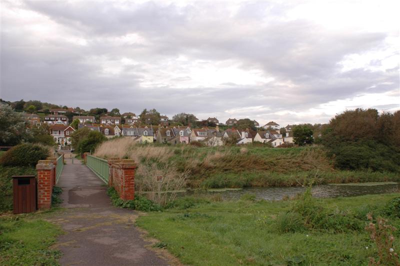 Taken from the parade, Seabrook, looking at Seabrook Village and the Hythe canal.