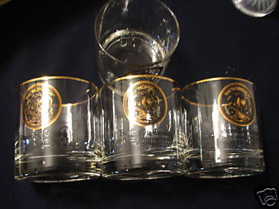 NONSUCH sail boat high ball glasses, gold trim - HBC