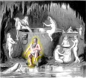 Aegir and his daugthers making ale