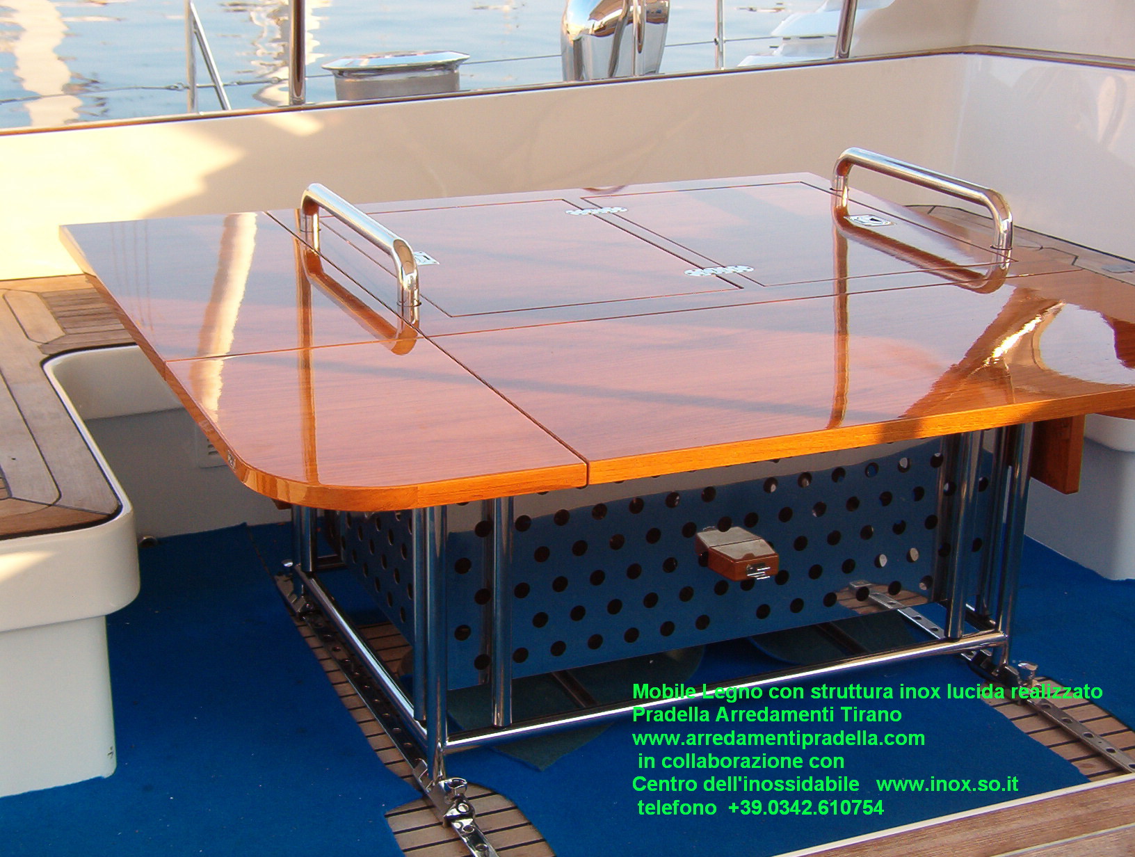 Tavolo per barca inox aisi 316 e legno - arredo nautico