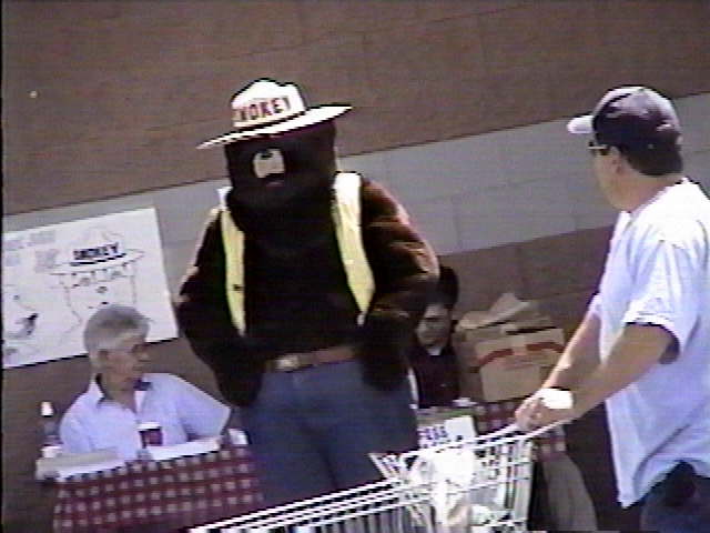 This is Vince doing Smokey the Bear at Yokes grocery store where he works at.jpg