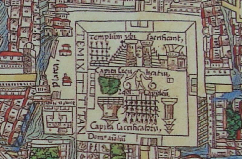 Detalle del dibujo anterior del mapa de Tenochtitaln realizado por Hernn Cortes