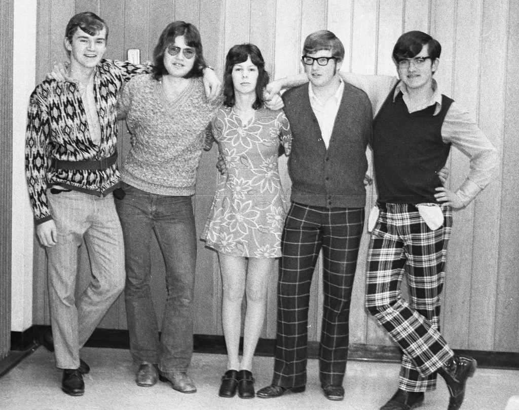 SCS Student Council L-R: John Roxburgh, Bill Sparks, Lois Fleming, Keith Quigg, and Roy Bauslaugh