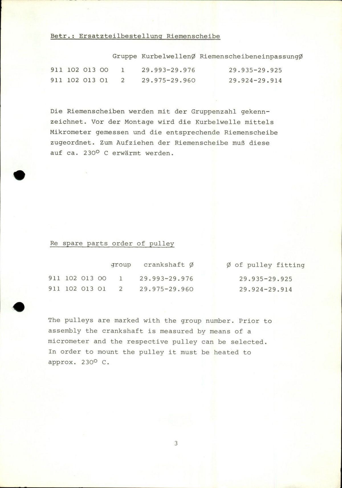 PORSCHE Carrera RSR M 491 1974 Spare Parts List - Page 3