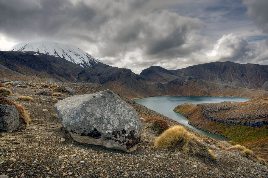 Upper Tama Lake with Mount Ngauruhoe