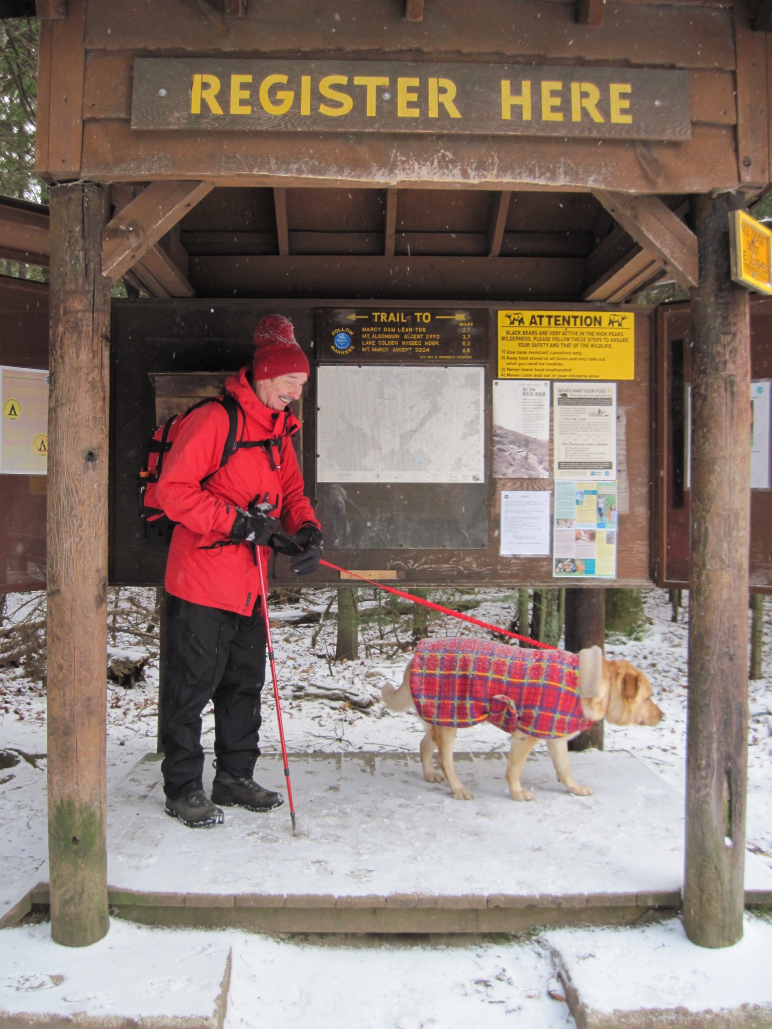 Me and Glinda at Adirondack Lodge - Trail Sign In