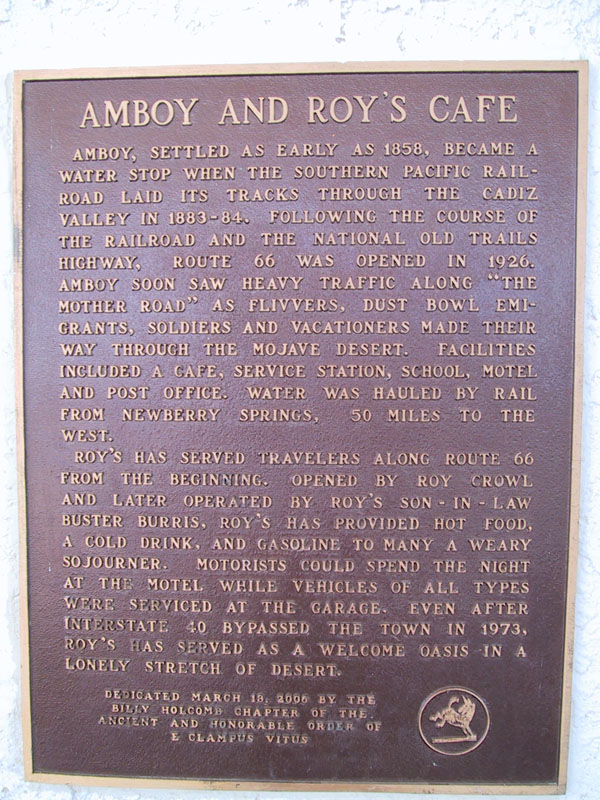 Amboy And Roy's Motel Cafe history