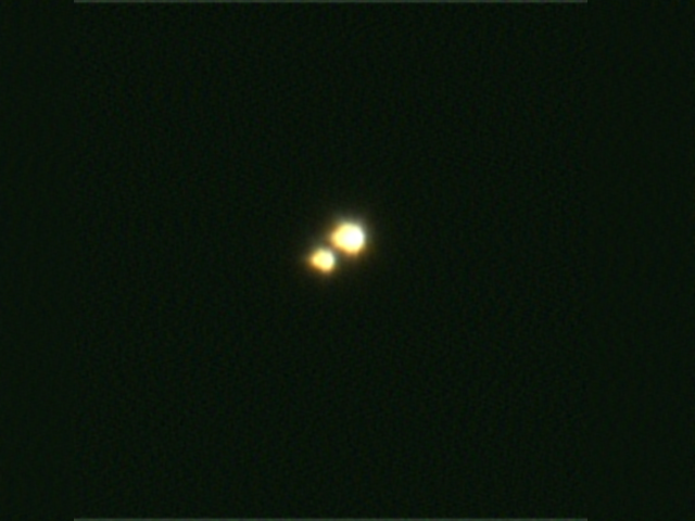 THIS IS ALGIEBA, A BINARY STAR AT 126 LIGHT YEARS AWAY AS SEEN THROUGH THE TELESCOPE