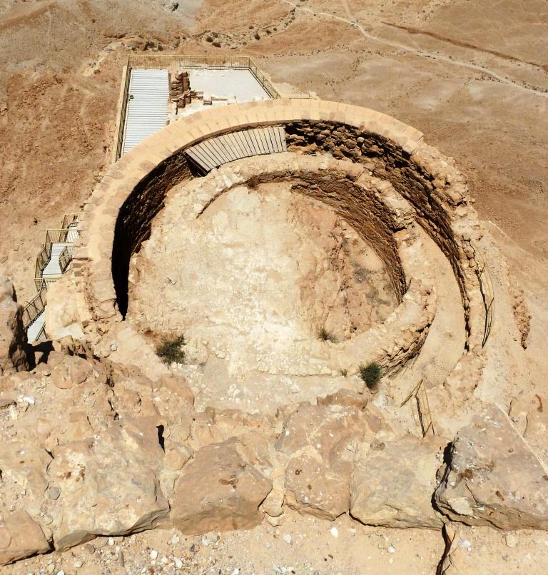 Looking at the Ruins of the Middle Terrace of Herods Palace at Masada