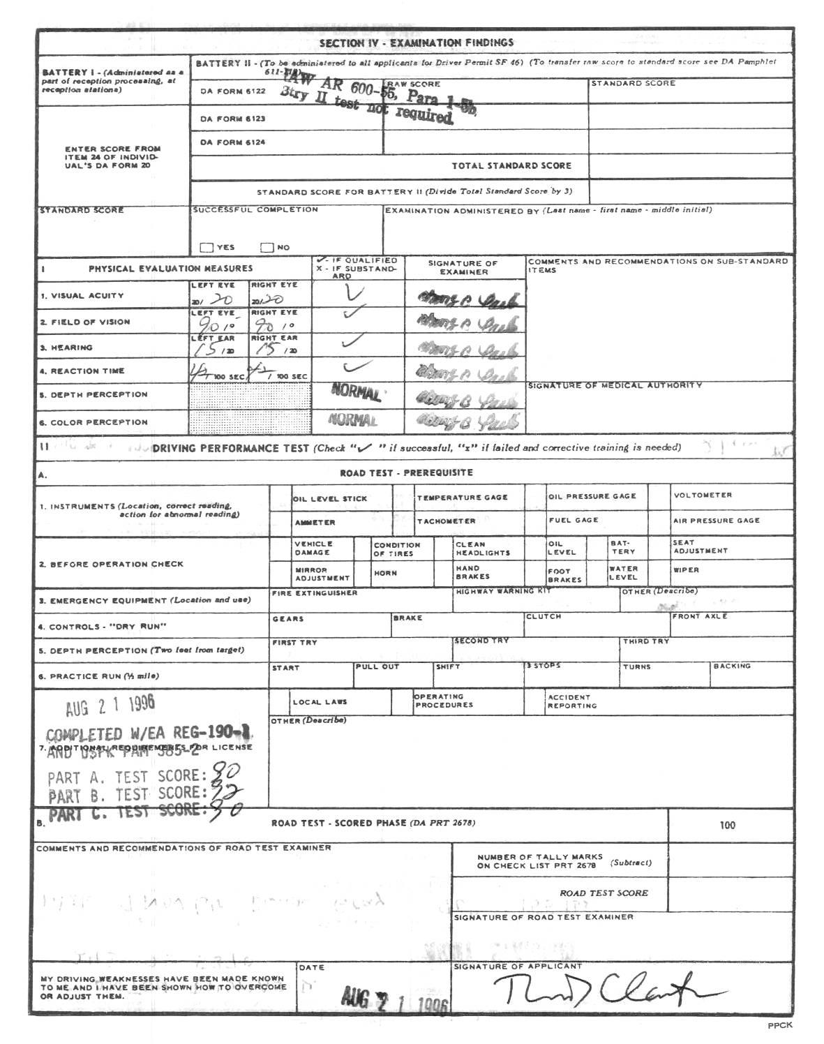 DA Form 348 page 002 military driver certification