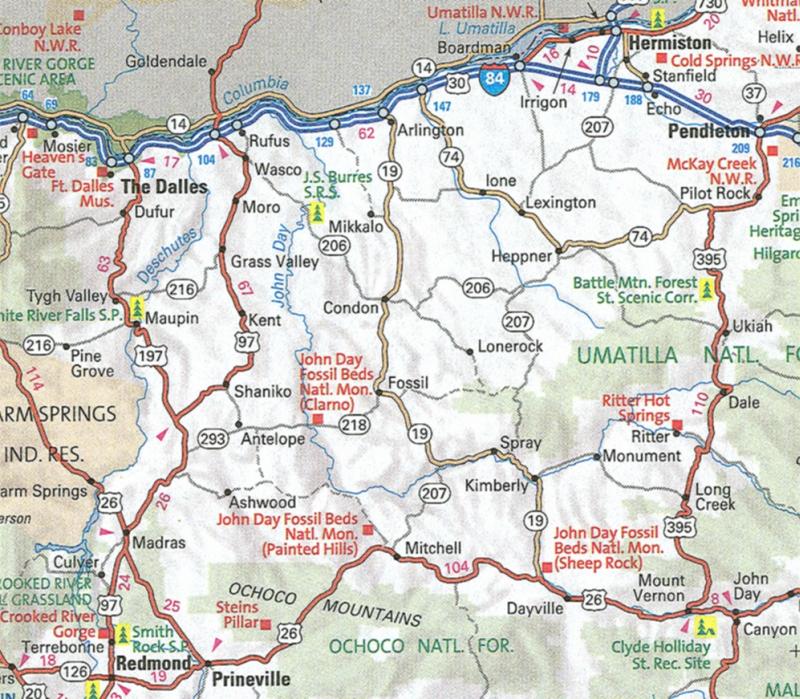 Oregon map with Condon in center.