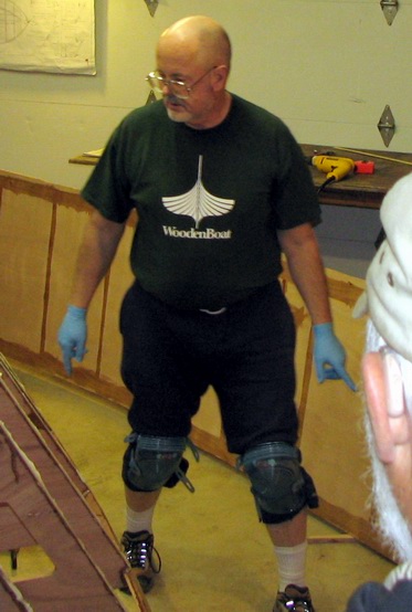 What the compleat epoxy mixer wears.  Respirator mask not shown.  Kneepads have been a lifesaver.