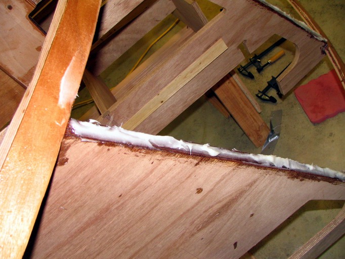 This frame is a little light on the filled-epoxy mix.  Squeezeout not enough, so more is added after mating.
