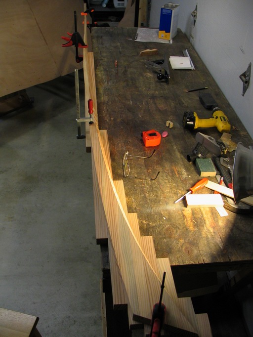 NOTE:  Archaic photo:  Current versions of frame kit include precut plywood spray rail fillers.
