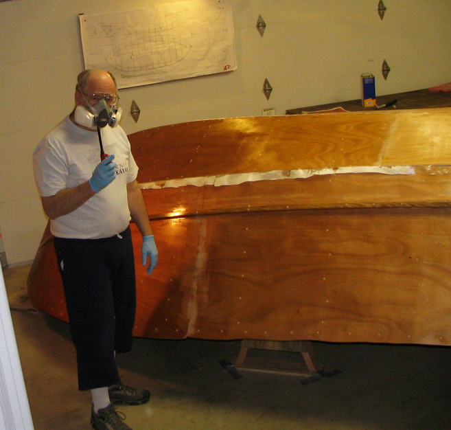 Glass freshly wetted out on bow.
