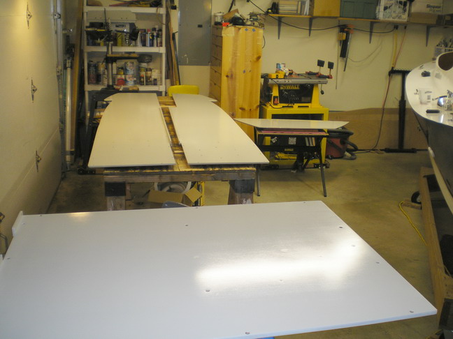 Floorboards in painting stage; System 3 2-part LPU good for this.