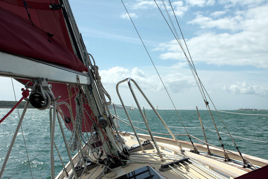 Exiting the Solent, going west