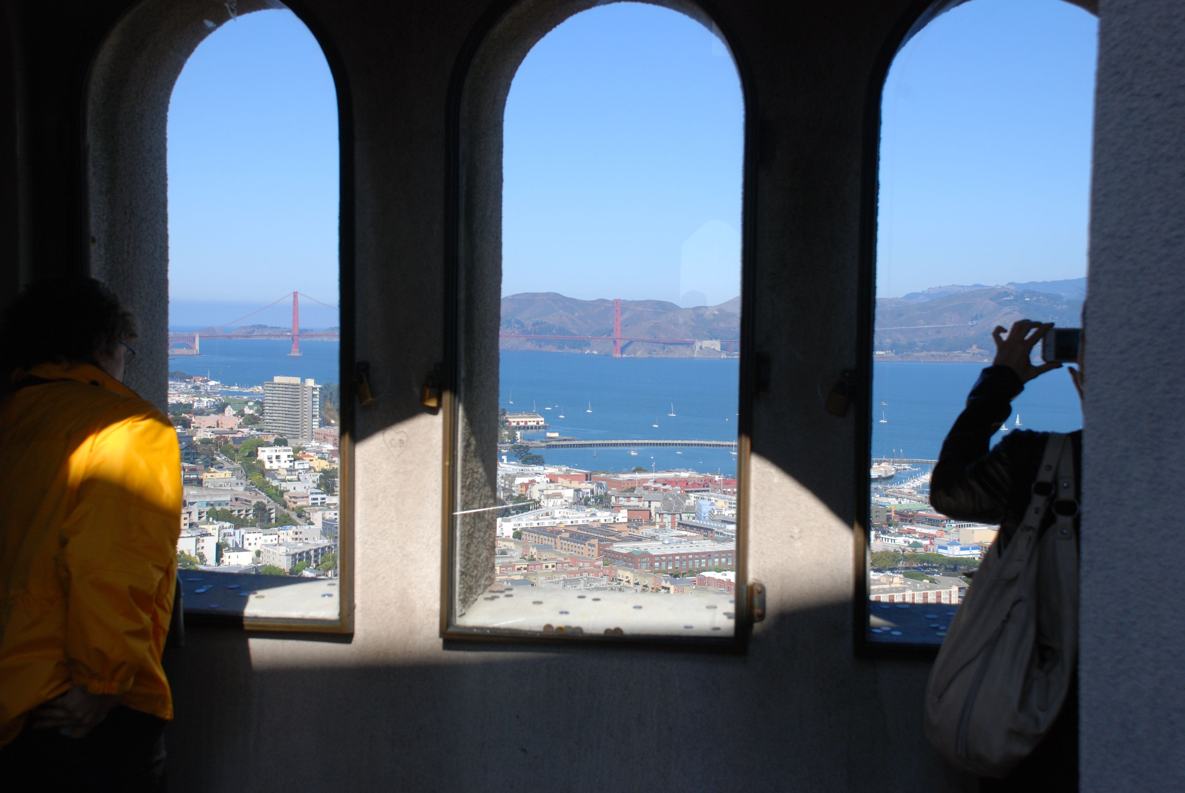 Coit Tower Golder Gate thru windows DSC_5496.JPG
