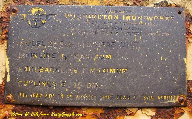 Washington 208A Yarder - Spar Tag