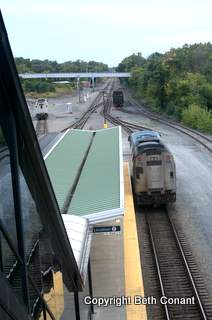 Looking toward the route we expect the train to come from.