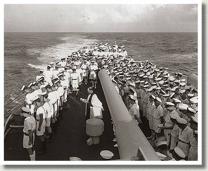Stoker Phillips funeral at sea, HMCS UGANDA