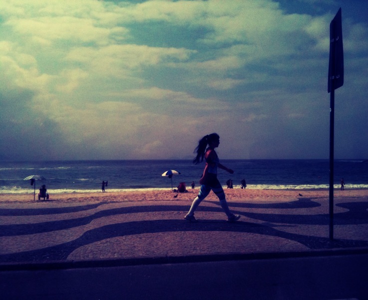 while strolling