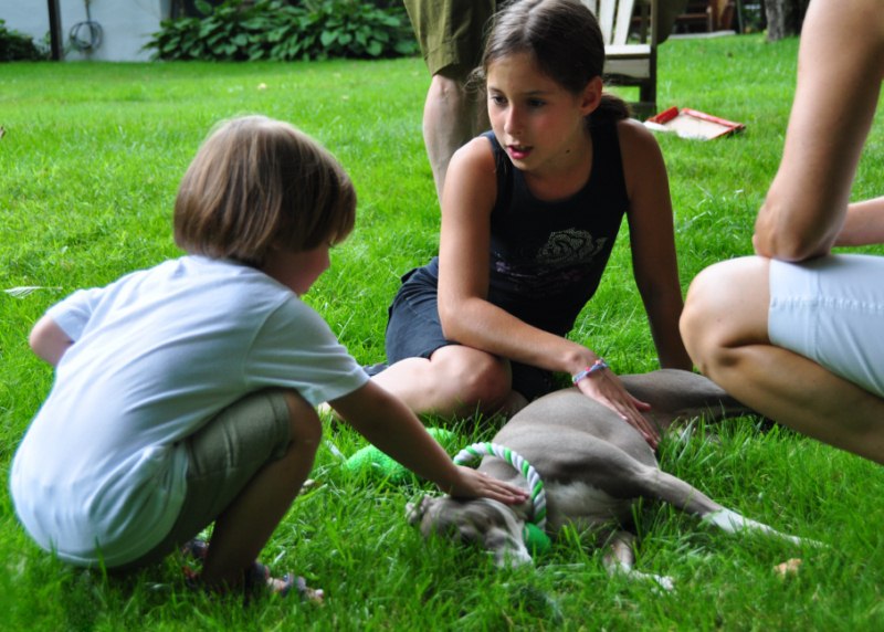Hes certainly at ease with 3yr old Elliot and 11yr old Lizzy.
