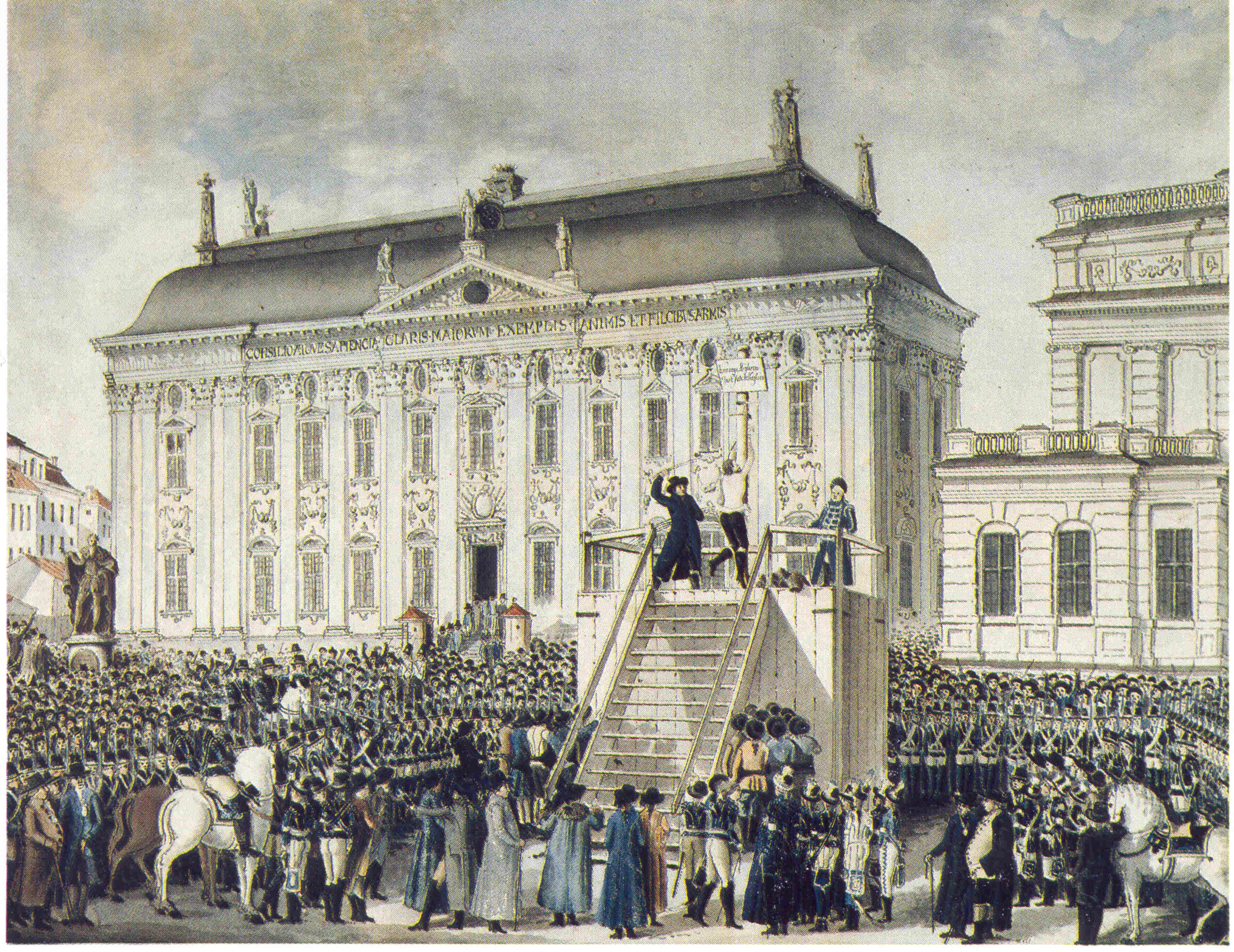 Jacob Johan Anckarstrm .dy, pryglas innan han avrttas den 27 april 1792 p Skanstulls galgbacke i Stockholm