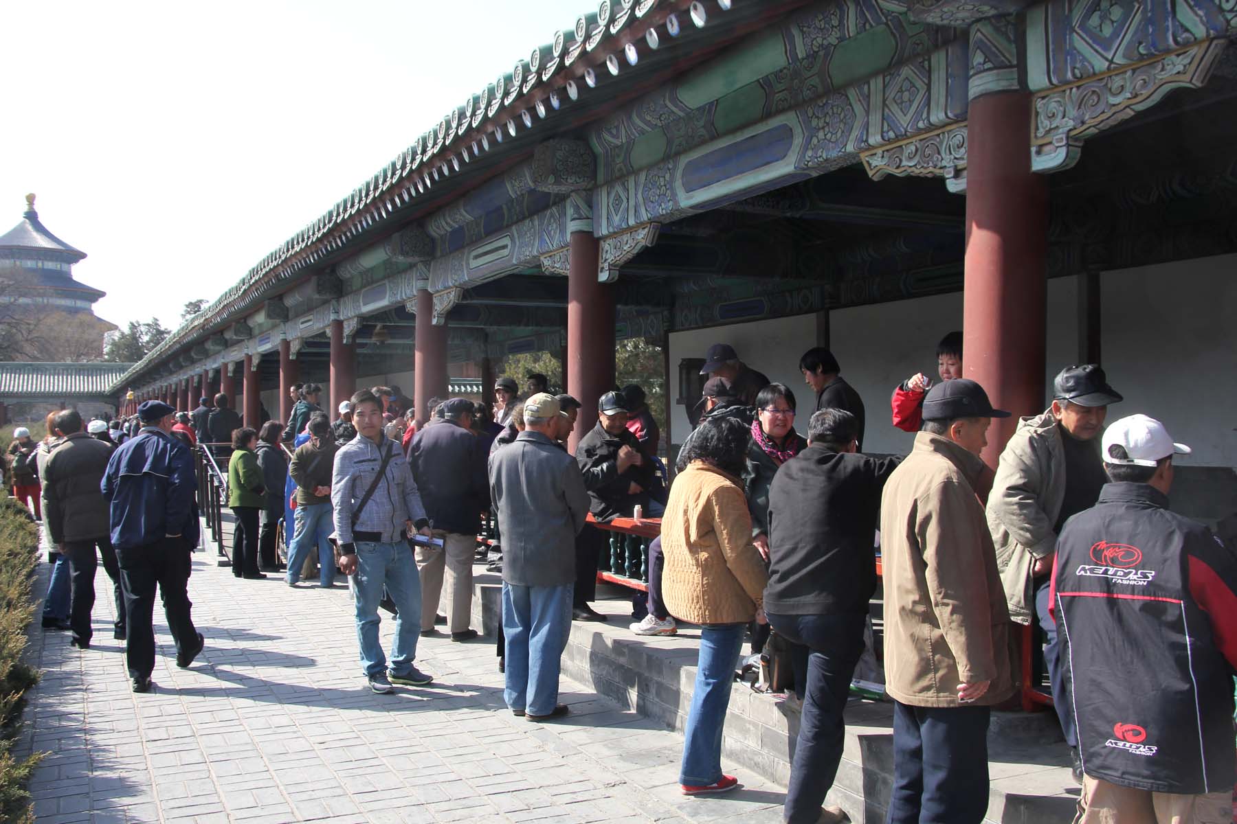 View of the long corridor where Chinese people and tourists were mulling around and relaxing.