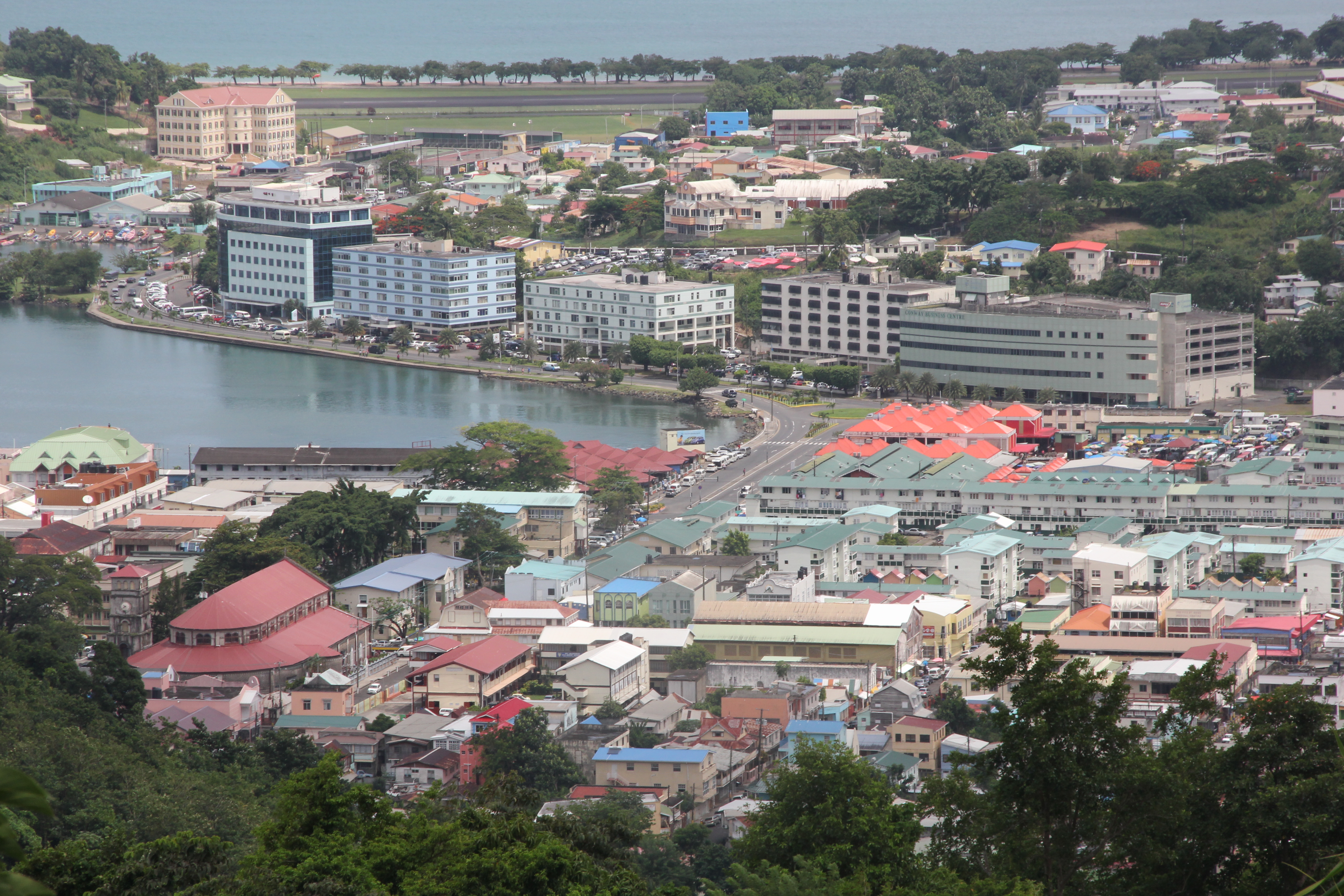 View from Caribelle Batik of Castries, St. Lucia below.