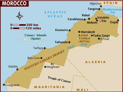 Map of Morocco with the star indicating Fs.