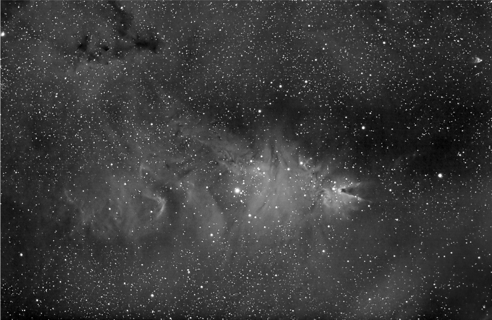NGC2264, Cone Nebula, Fox Fur Nebula (Christmas Tree Cluster) in Ha