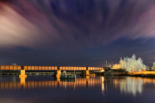 Railway Bridge At Night 22586
