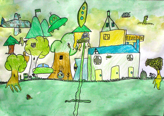 my favourite colour - all green, Carl, age:7