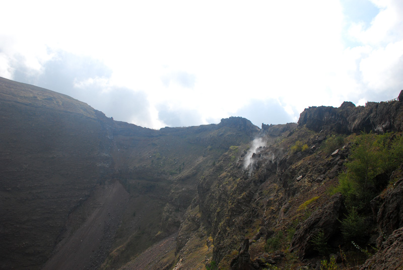 Steam coming out of the rocks of Mt Vesuvious