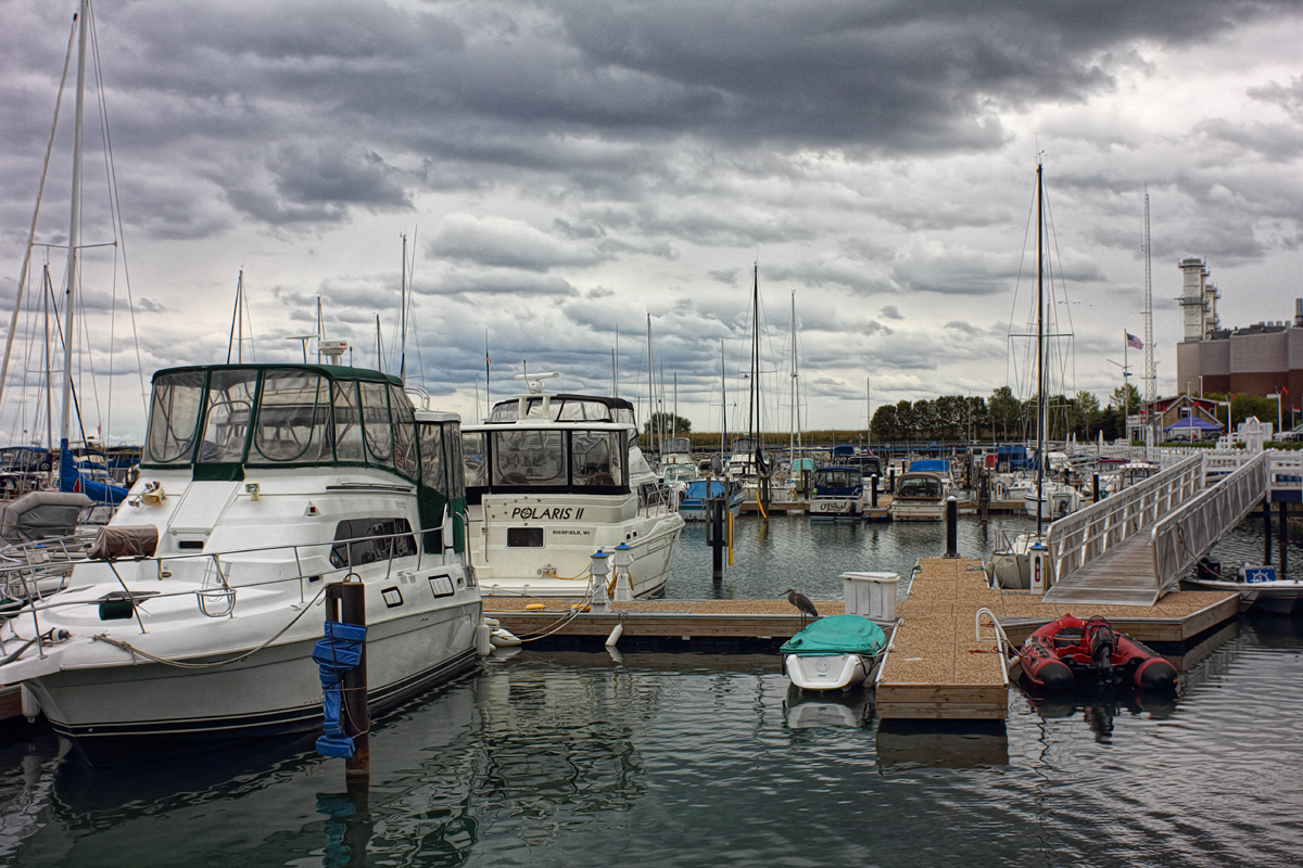 Heron in Harbor - Port Washington, Wisconsin