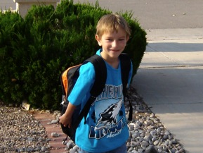 Evans first day of kindergarten in Aug. 2007.  This is BIG for Papa and Nana.jpg