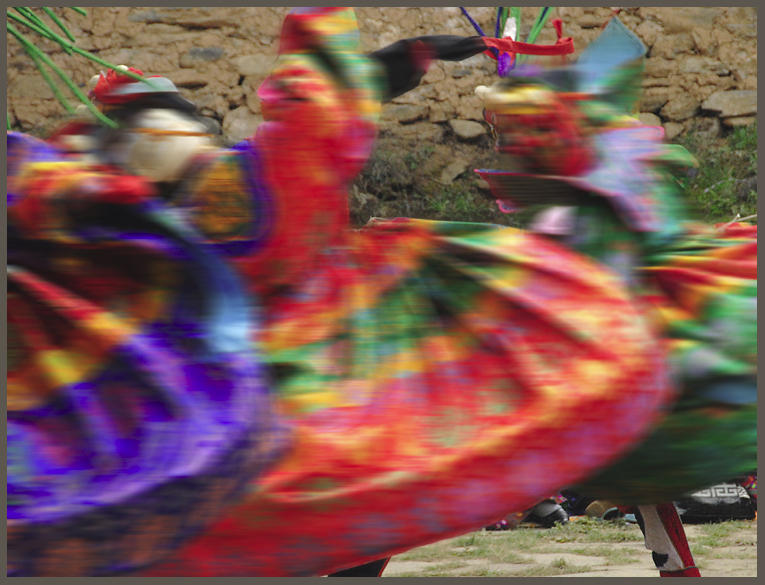 Festival Dancers Bumthang Valley Bhutan