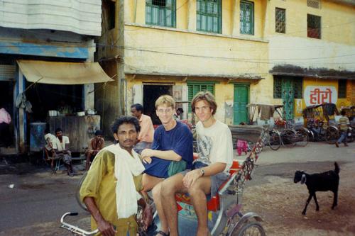 Paul and Angus on a rickshaw